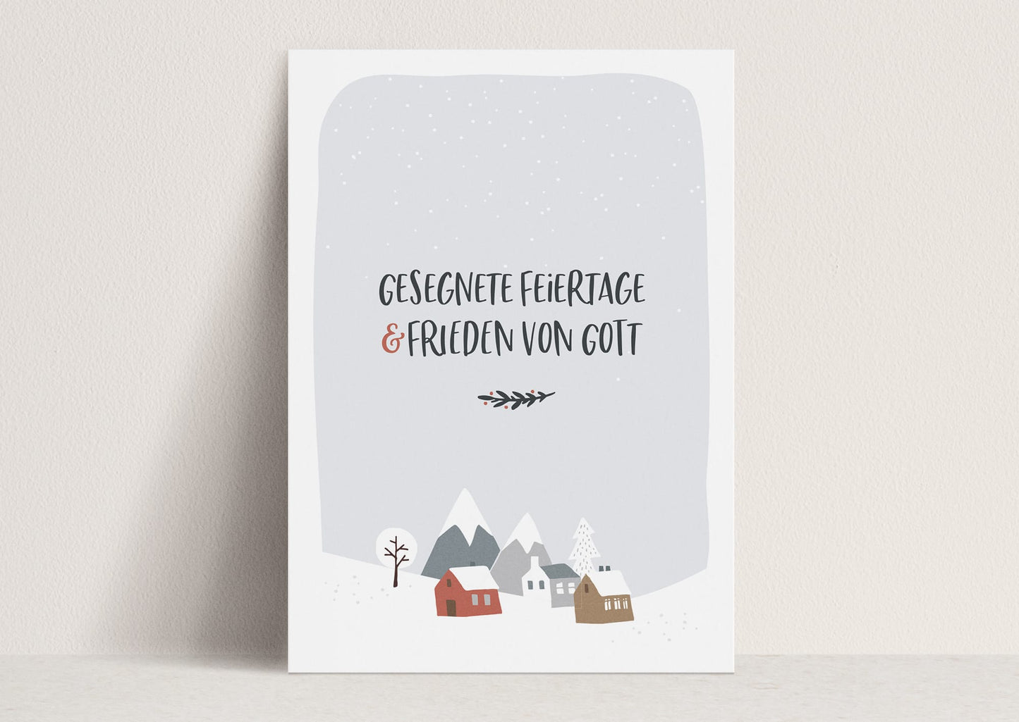 Christliche Weihnachtskarte: Gesegnete Feiertage (Dorf)